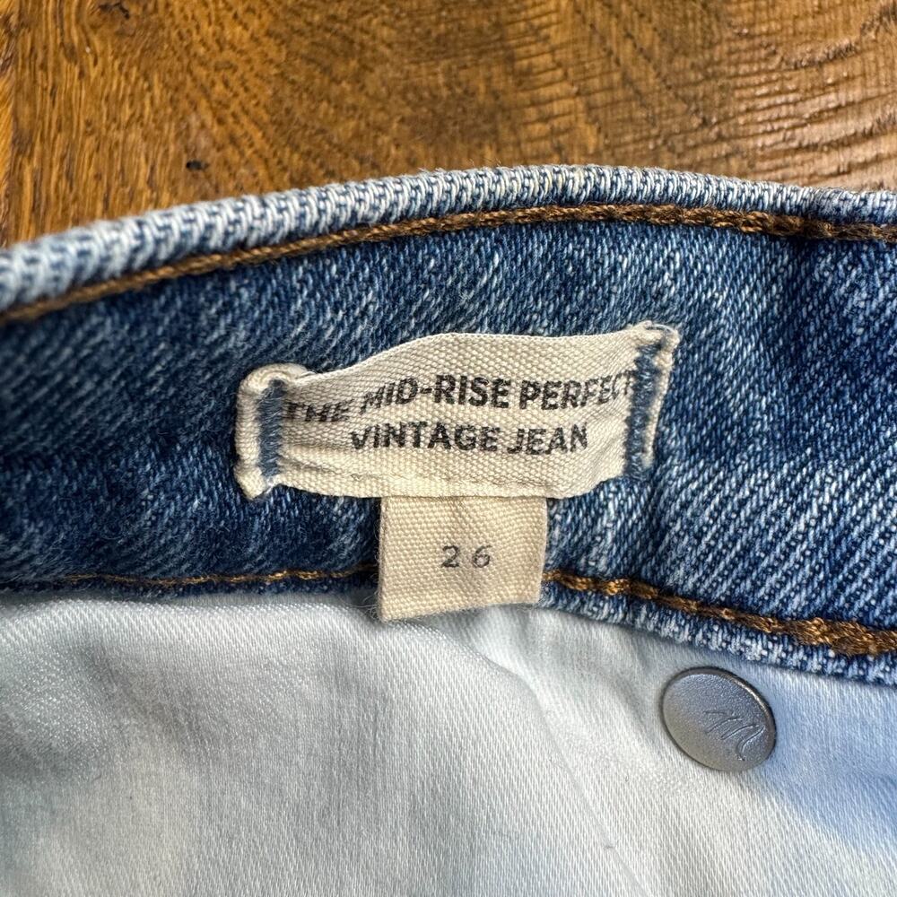 Madewell Jeans Womens Sz 26x27 The Mid Rise Perfect Vintage Jean Raw Hem - Picture 7 of 8